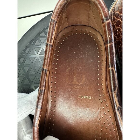 Allen Edmonds Loafers Shoes Mens 8.5D Brown Leather Grand Cayman Horse Bit Croc